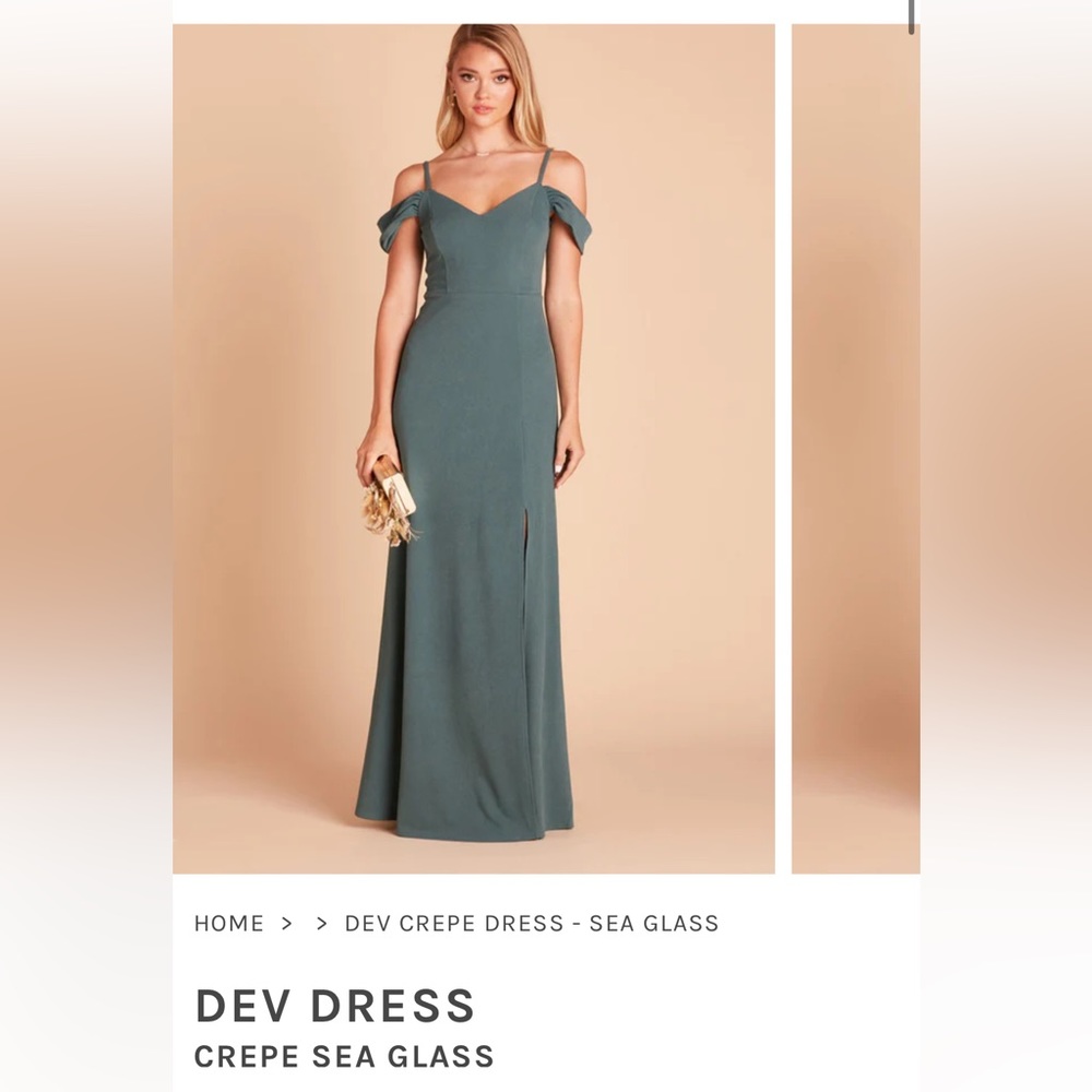 Birdy Grey Seafoam Crepe off-shoulder Bridesmaid dress